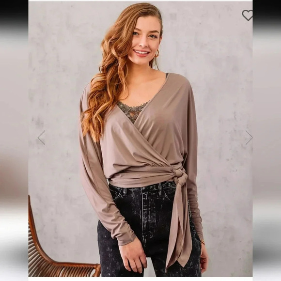 Buckle Top, Surplice Side Tie Top WILLOW & ROOT Size, XL - Picture 1 of 10